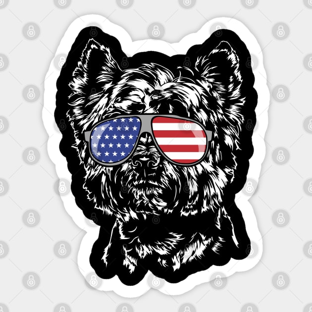 West Highland White Terrier American Flag sunglasses patriotic dog Sticker by wilsigns